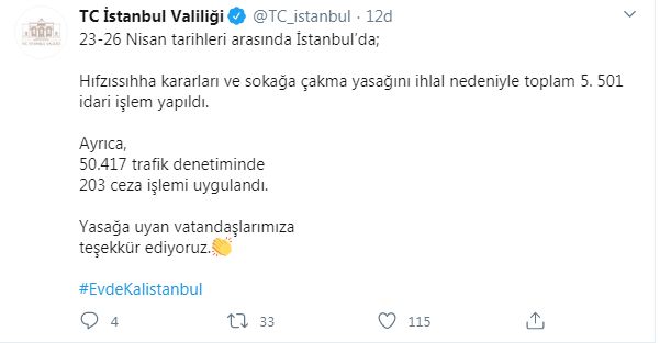 İSTANBUL VALİLİĞİ SOKAĞA ÇIKMA YASAĞINDA KESİLEN CEZALARI AÇIKLADI