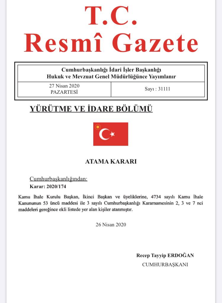 CUMHURBAŞKANI ATAMA KARARLARI RESMİ GAZETE'DE
