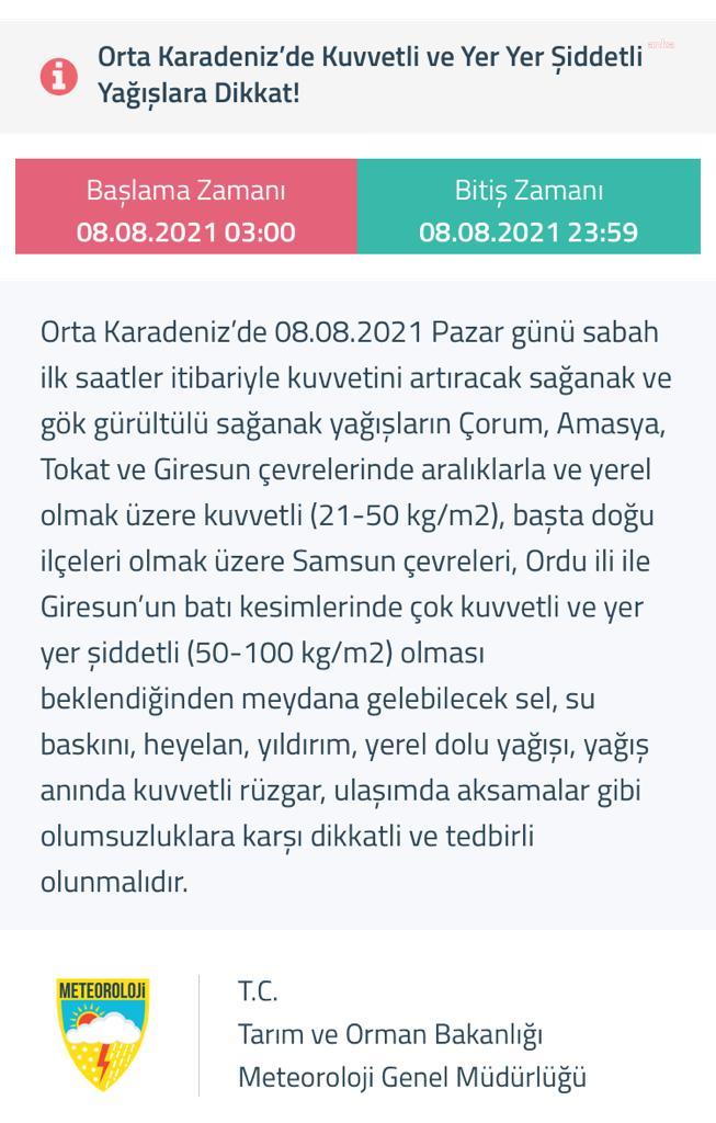 ADANA VE ORTA KARADENİZ'DE KUVVETLİ YAĞIŞ BEKLENİYOR