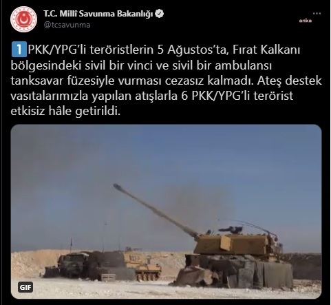 MSB: 6 PKK/YPG’Lİ TERÖRİST ETKİSİZ HALE GETİRİLDİ