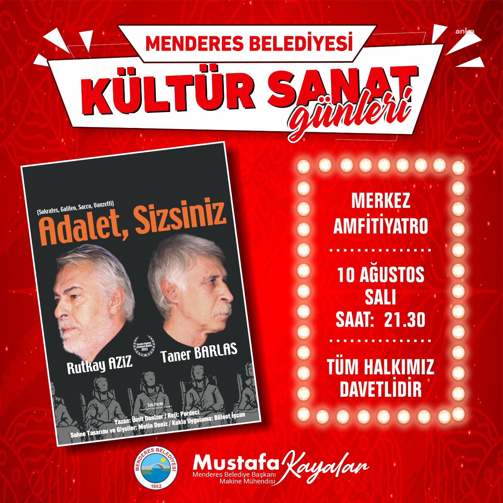 'ADALET SİZSİNİZ' MENDERES'TE SAHNELENECEK