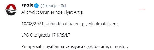 LPG’YE ZAM GELDİ, LİTRE FİYATI BU GECE 5 TL’NİN ÜZERİNE ÇIKACAK