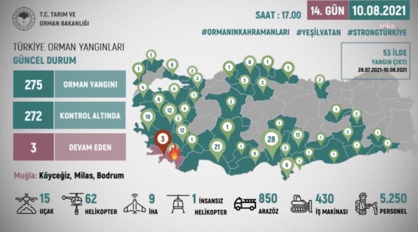 BAKAN PAKDEMİRLİ: KÖYCEĞİZ, MİLAS VE BODRUM'DA YANGINLAR SÜRÜYOR