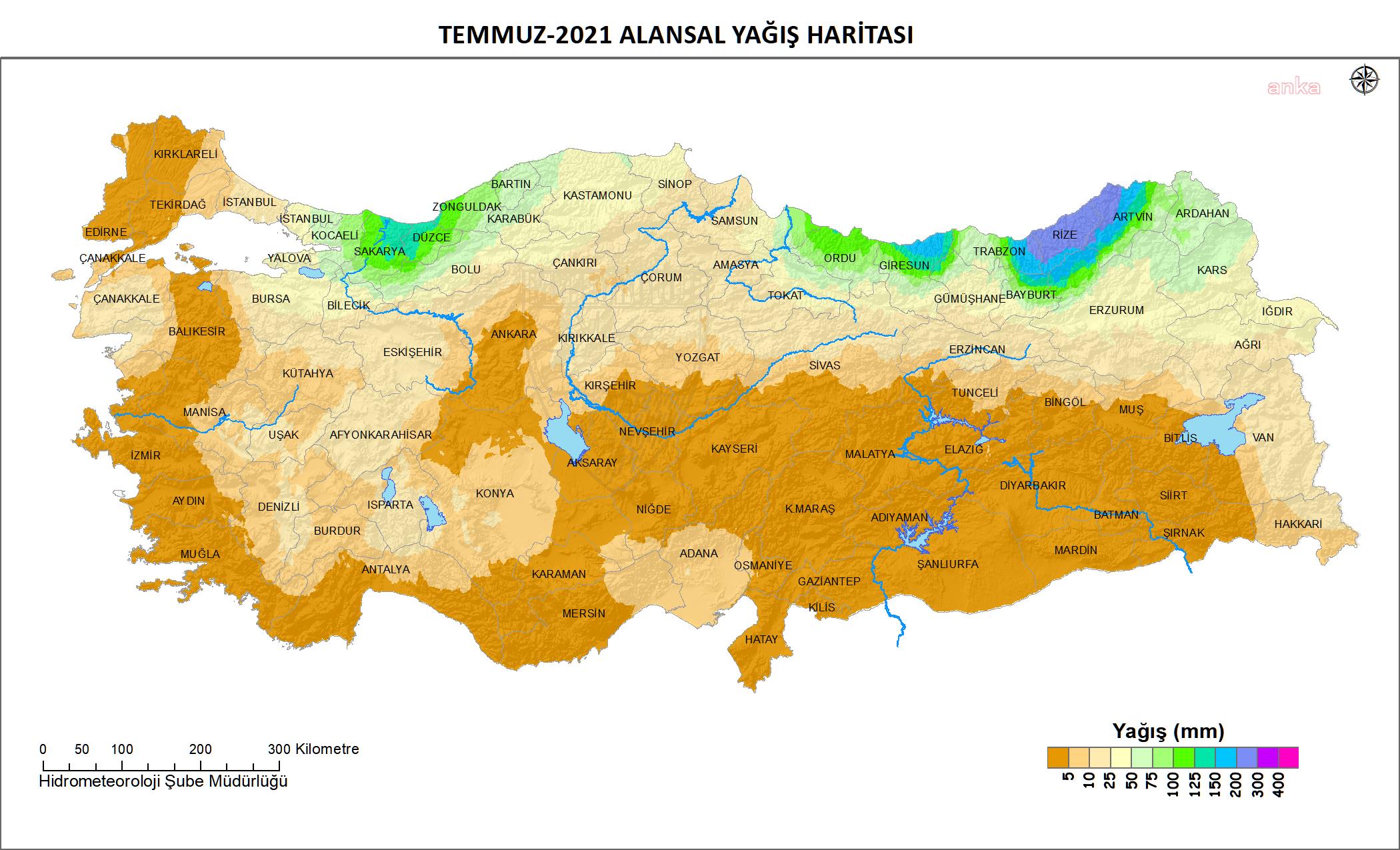 METEOROLOJİ: TEMMUZ AYI YAĞIŞLARI NORMALE GÖRE ARTIŞ GÖSTERDİ