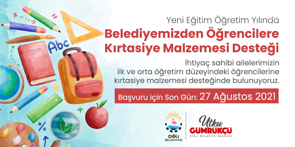 ÇİĞLİ BELEDİYESİ’NDEN ÖĞRENCİLERE KIRTASİYE DESTEĞİ