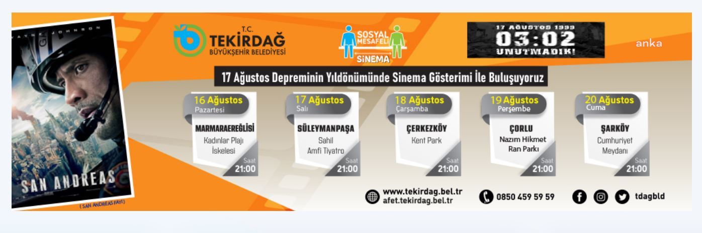 TEKİRDAĞ’DA, 17 AĞUSTOS DEPREMİNİN 22. YIL DÖNÜMÜNDE FARKINDALIĞI ARTTIRAN ETKİNLİKLER