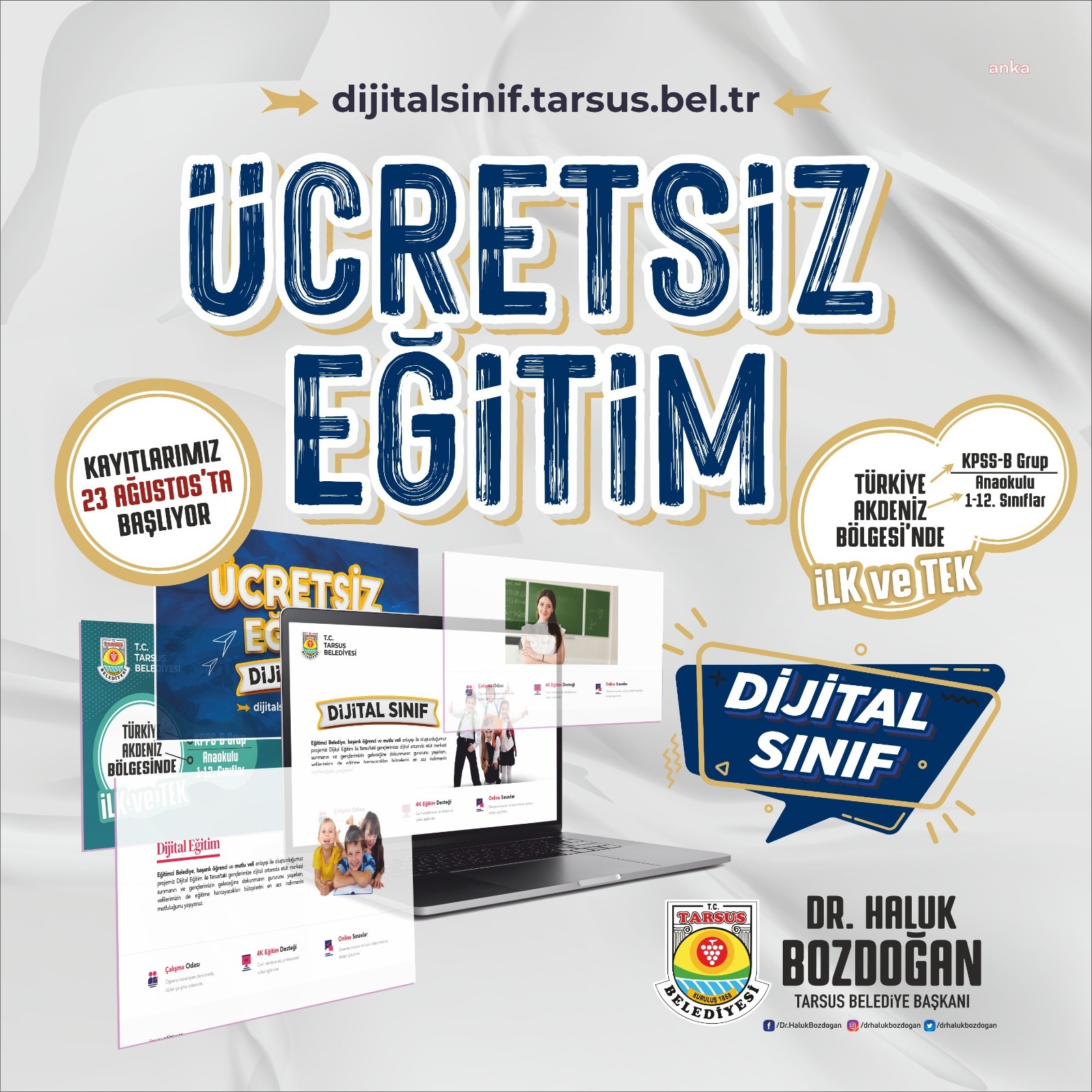 TARSUS BELEDİYESİ'NİN DİJİTAL SINIF PROJESİNE KAYITLAR 23 AĞUSTOS’TA BAŞLIYOR