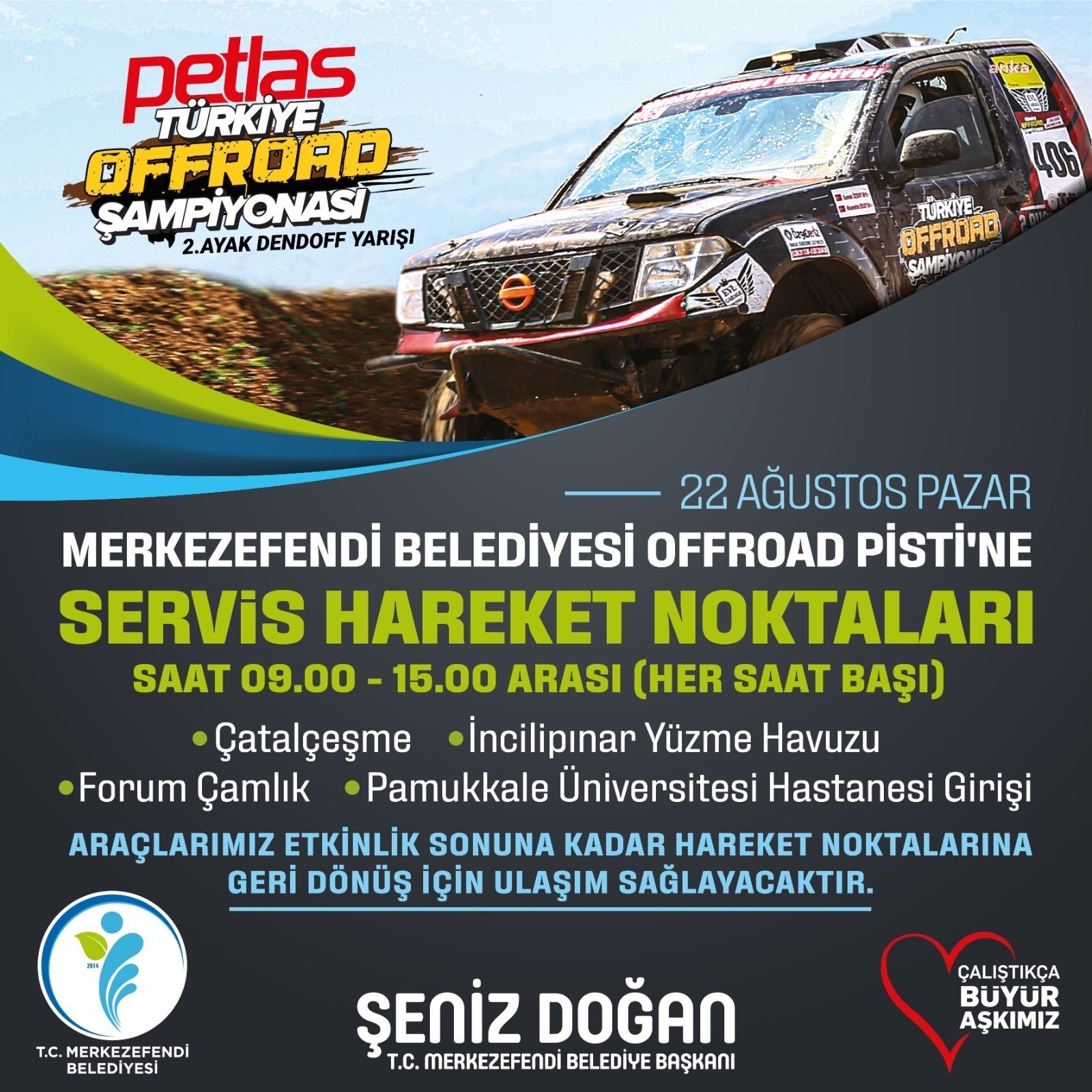 MERKEZEFENDİ BELEDİYESİ'NDEN OFF ROAD YARIŞI İÇİN SEYİRCİYE ÖZEL SERVİS