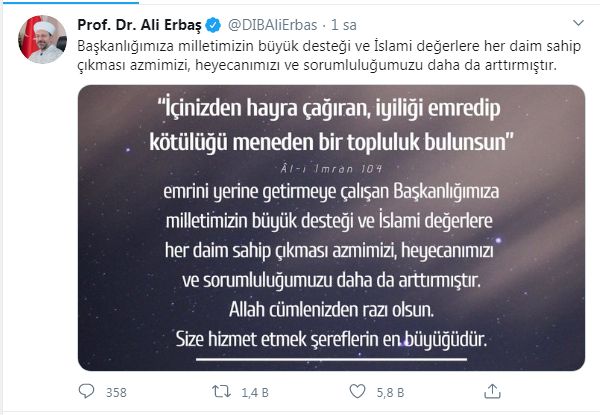 DİYANET İŞLERİ BAŞKANI: SORUMLULUĞUMUZ ARTTI