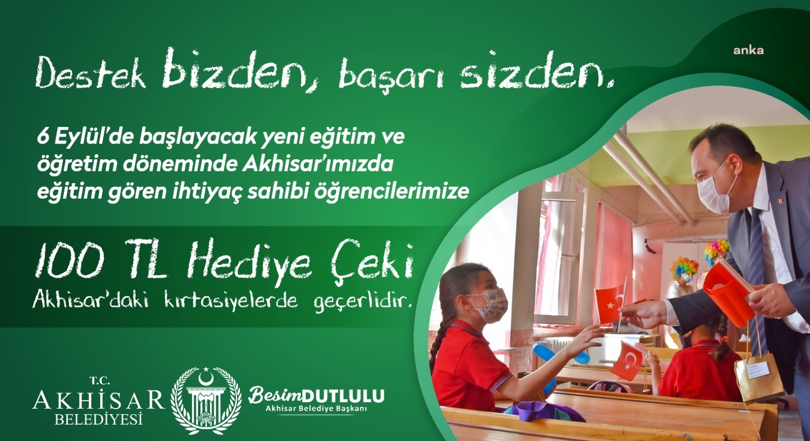 AKHİSAR BELEDİYESİ'NDEN İHTİYAÇ SAHİBİ ÖĞRENCİLERE KIRTASİYE YARDIMI