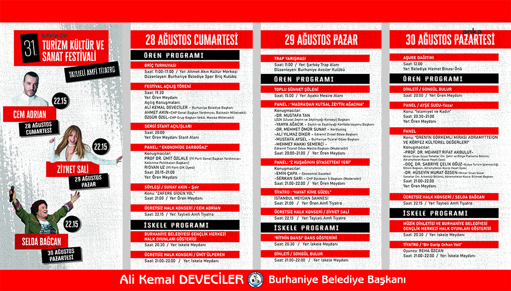 BURHANİYE TURİZM KÜLTÜR VE SANAT FESTİVALİ BAŞLIYOR