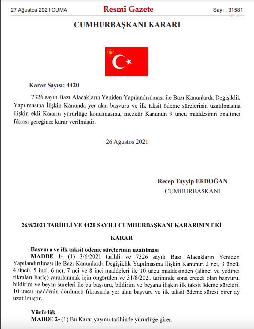 VERGİ YAPILANDIRMASI VE ÖDEME SÜRESİ UZATILDI