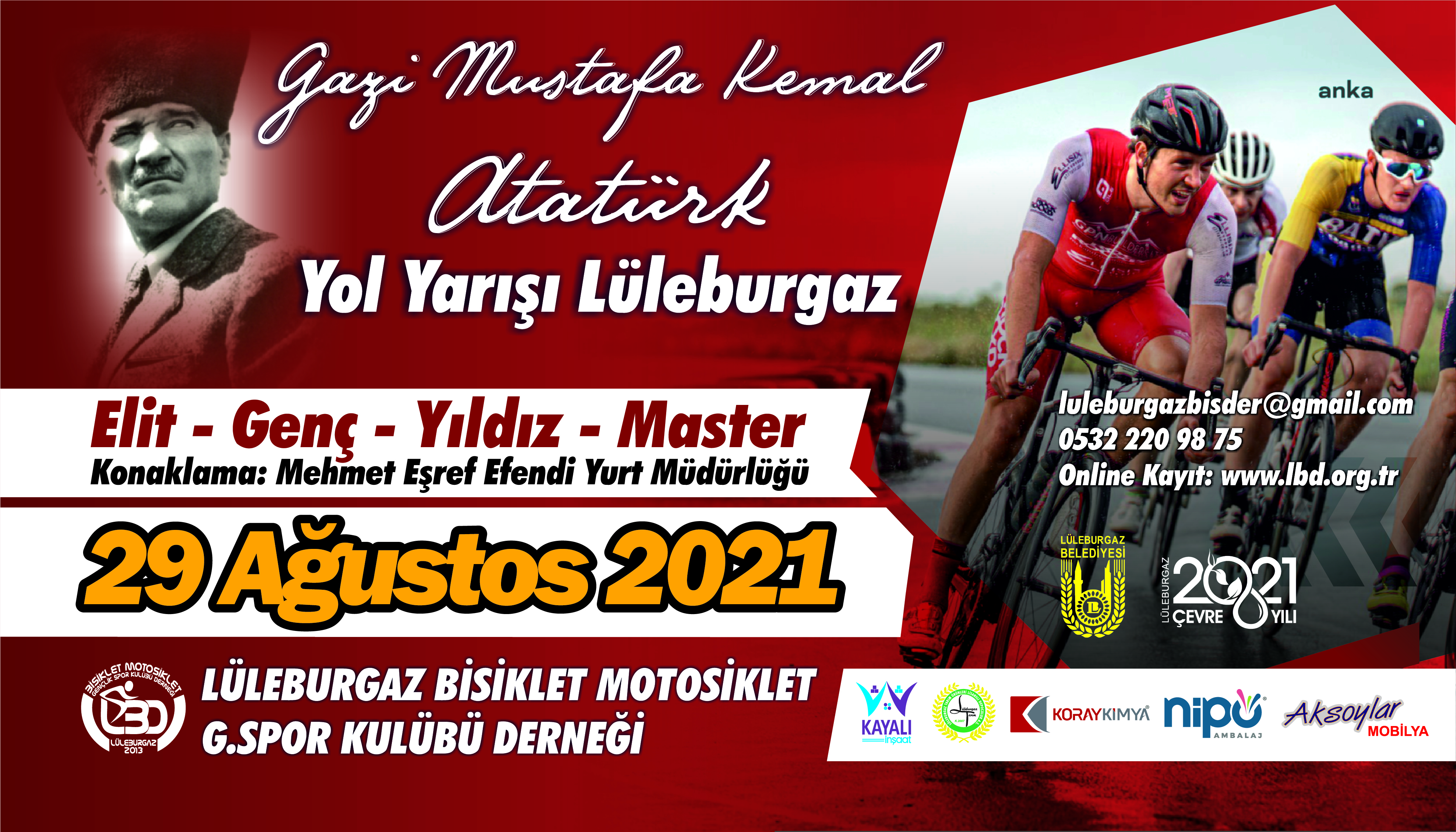 “GAZİ MUSTAFA KEMAL ATATÜRK YOL YARIŞI” LÜLEBURGAZ'DA BAŞLIYOR