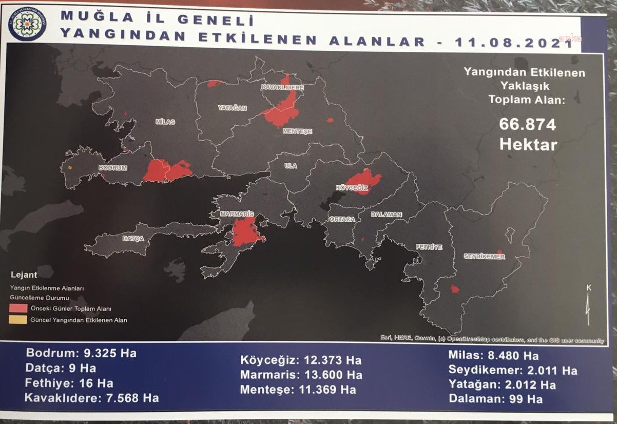 MUĞLA YANGINININ HARİTASI ÇIKARILDI