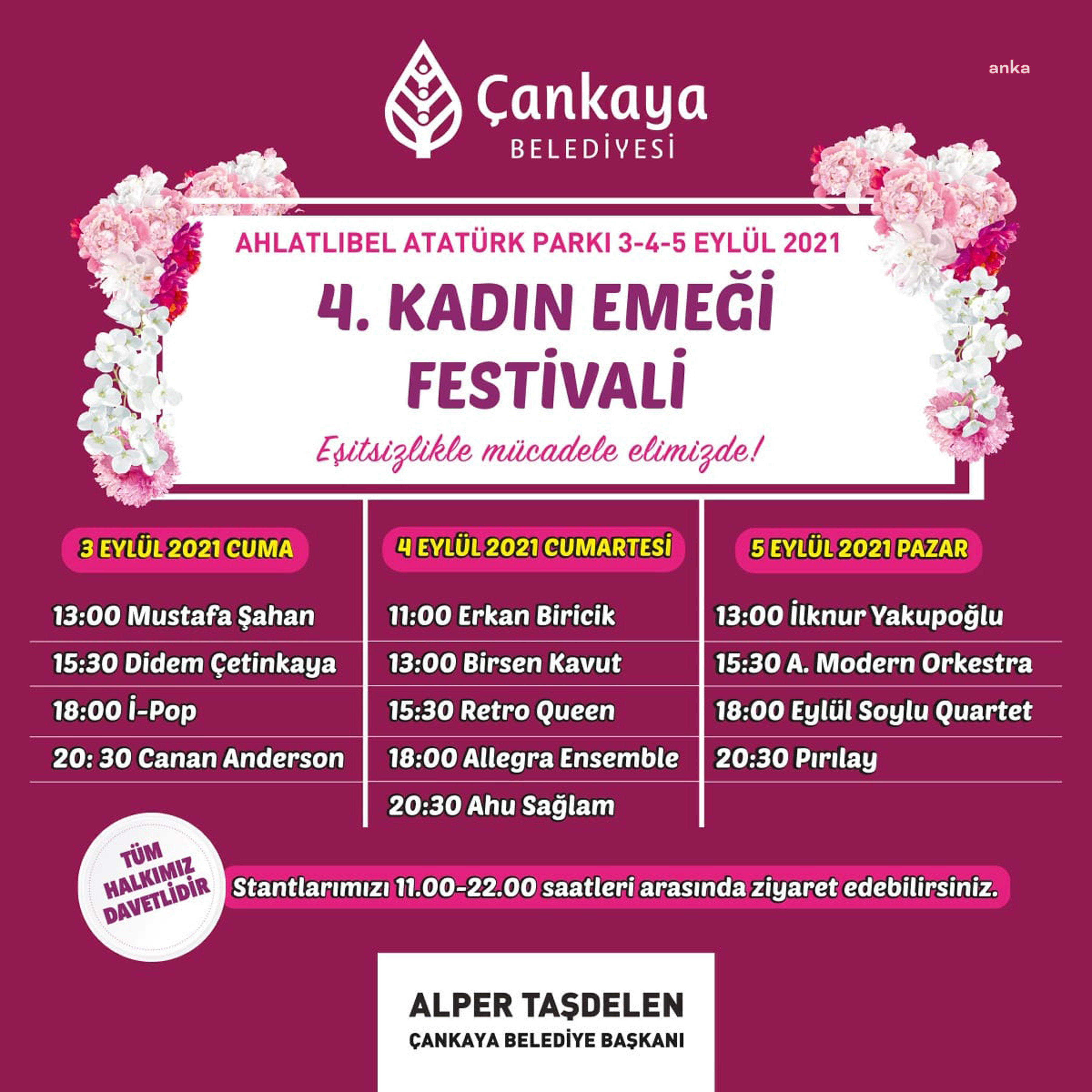 ÇANKAYA BELEDİYESİ 4. KADIN EMEĞİ FESTİVALİ, 3 EYLÜL'DE BAŞLIYOR