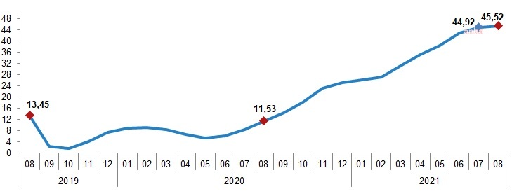 ÜRETİCİ FİYATLARI YILLIK YÜZDE 45,52 ARTTI