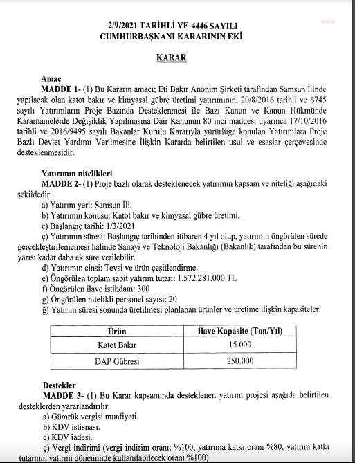 DEVLET, REKABET KURUMU’NUN SORUŞTURMA AÇTIĞI ETİ BAKIR'A 1,6 MİLYAR LİRA DESTEK VERECEK