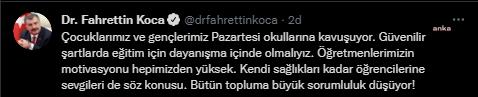 BAKAN KOCA: "GÜVENİLİR ŞARTLARDA EĞİTİM İÇİN DAYANIŞMA İÇİNDE OLMALIYIZ"