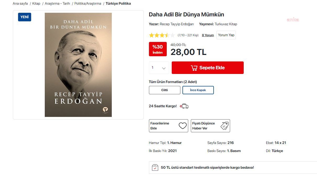 CUMHURBAŞKANI ERDOĞAN’IN KİTABI SATIŞA ÇIKTI