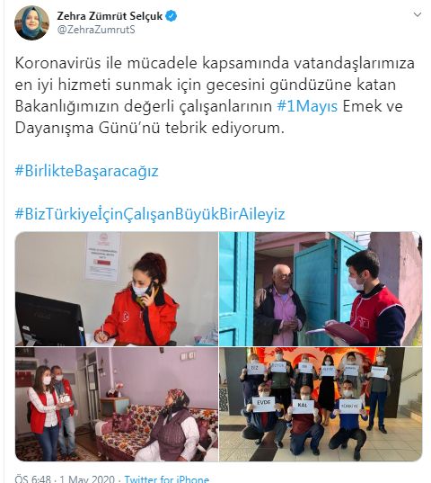 ÇALIŞMA BAKANI SELÇUK’TAN 1 MAYIS KUTLAMASI