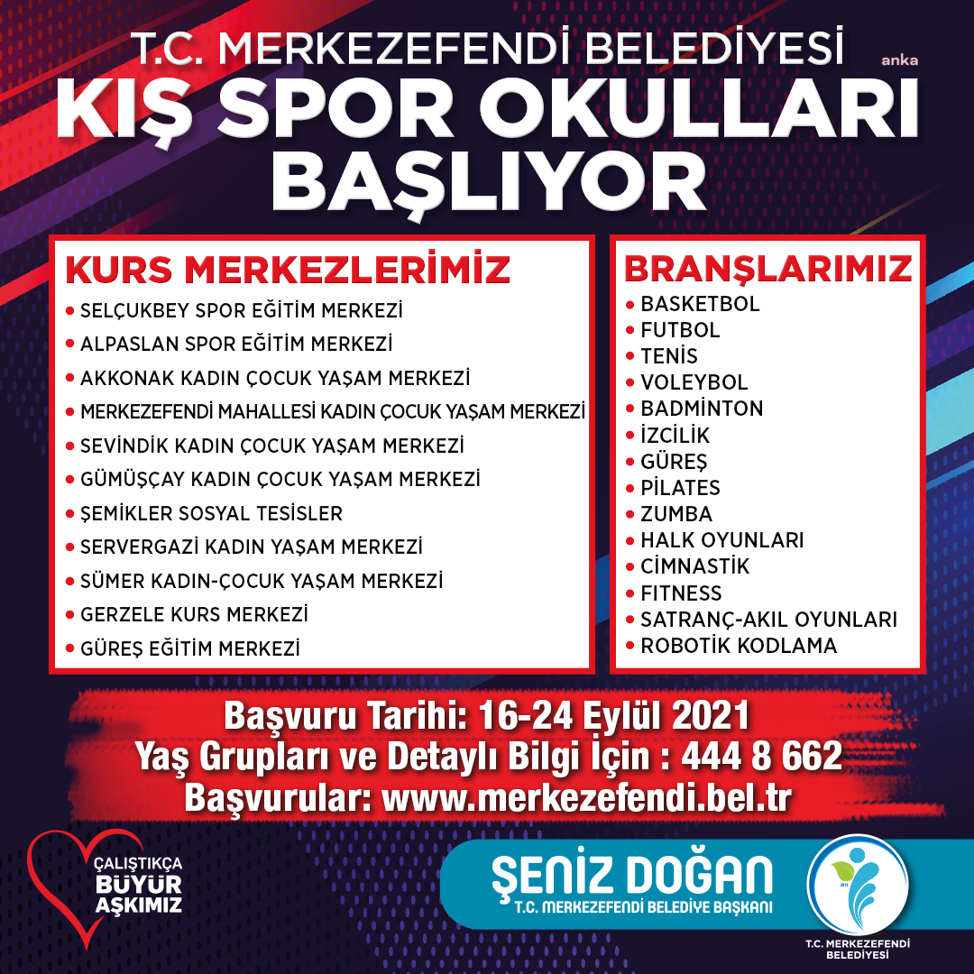 MERKEZEFENDİ BELEDİYESİ KIŞ SPOR OKULLARI KURSLARI BAŞLIYOR