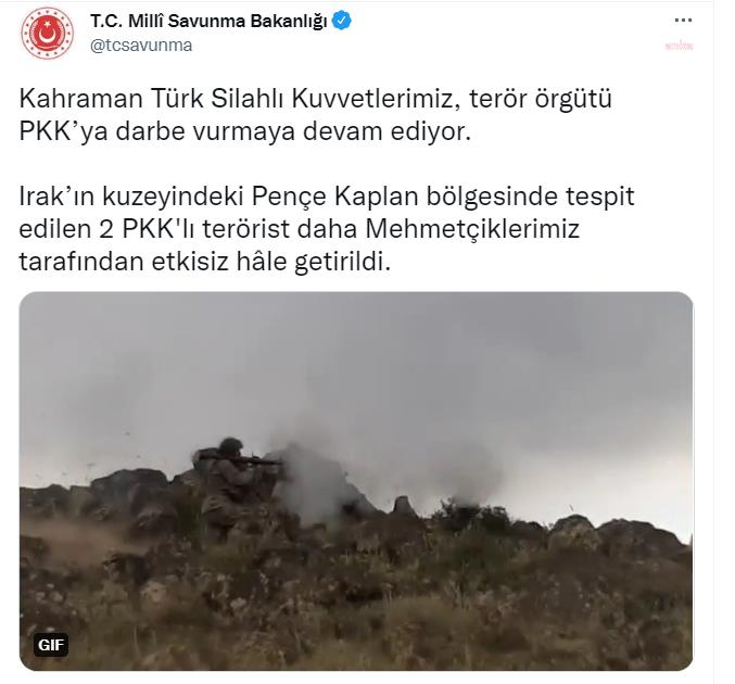 MSB: 2 PKK'LI TERÖRİST DAHA ETKİSİZ HALE GETİRİLDİ