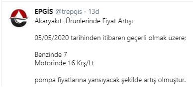 BENZİNE 7, MOTORİNE 16 KURUŞ ZAM