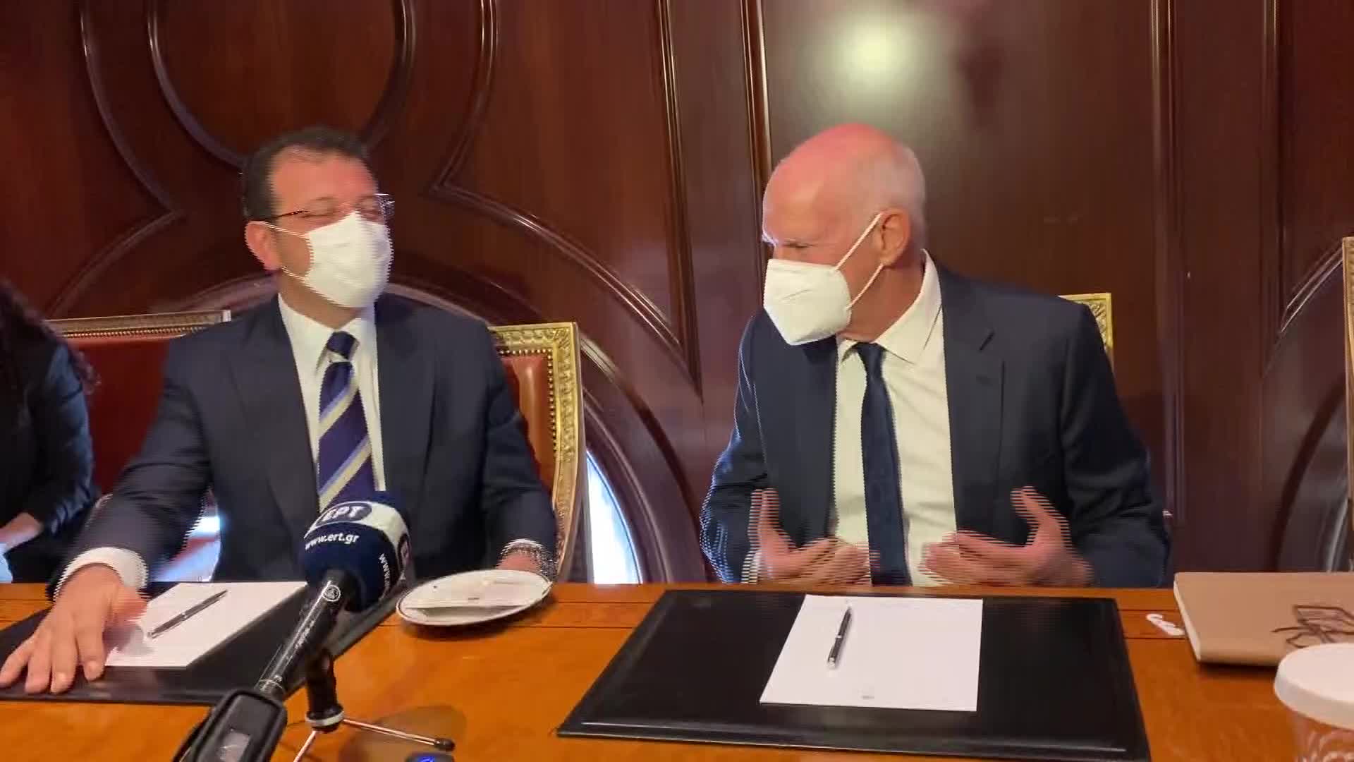 İMAMOĞLU, PAPANDREU VE ÇİPRAS İLE GÖRÜŞTÜ: "ŞEHİRLERİN BİR ARADA VE İYİ İLİŞKİ İÇİNDE OLMASI, ÜLKE POLİTİKALARINA DA OLUMLU ETKİ EDECEKTİR”