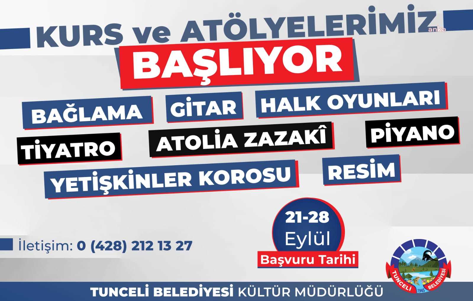 TUNCELİ BELEDİYESİ'NDEN KURS PROGRAMLARI