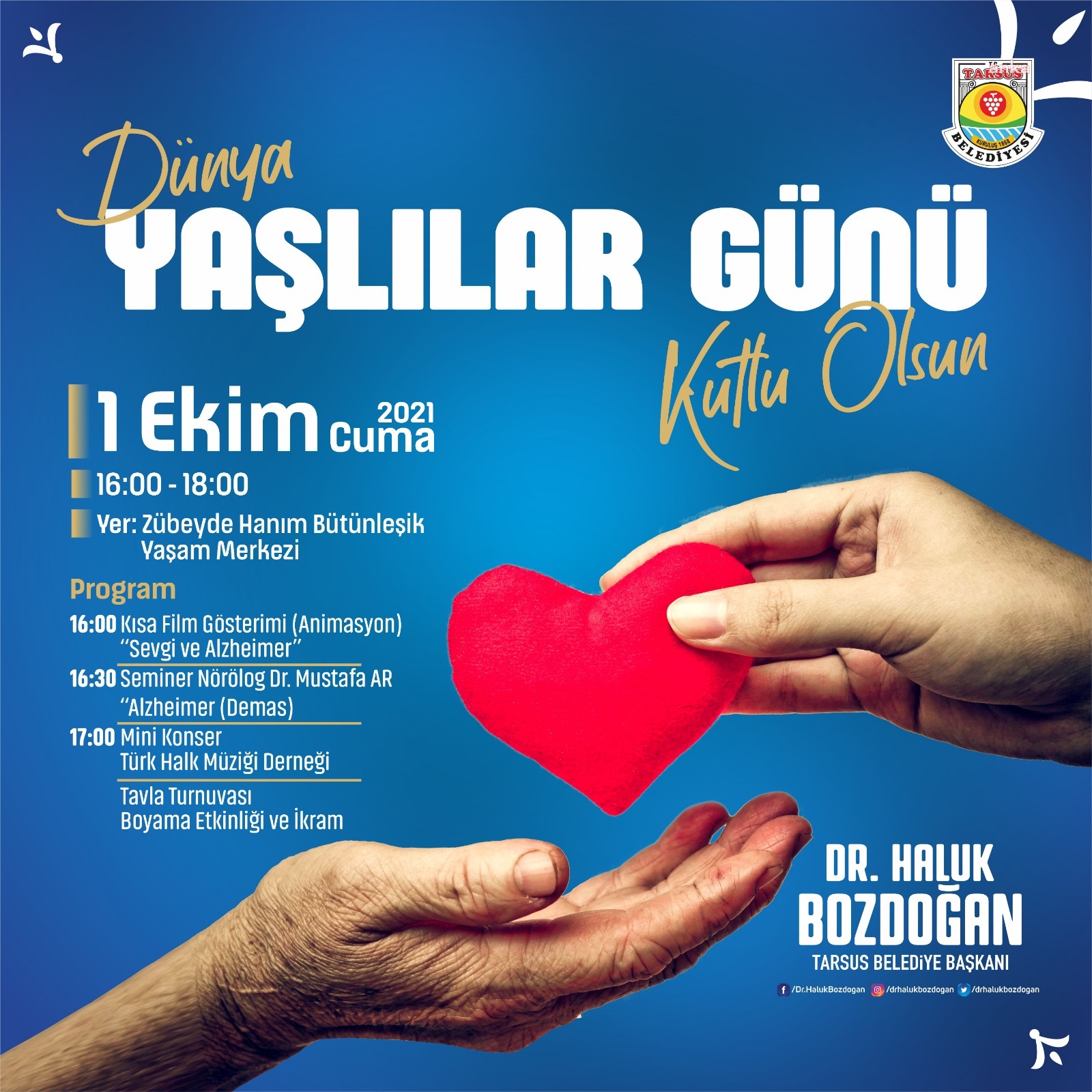 TARSUS BELEDİYESİ YAŞLILAR GÜNÜNE ÖZEL ETKİNLİKLER DÜZENLİYOR