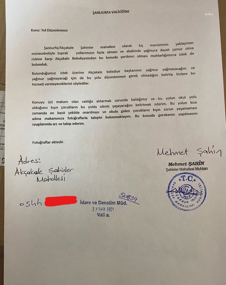 CHP’Lİ TANAL: "MUHTAR, YOLU YAPMAYAN AKP’Lİ BELEDİYEYİ VALİLİĞE ŞİKAYET ETTİ"