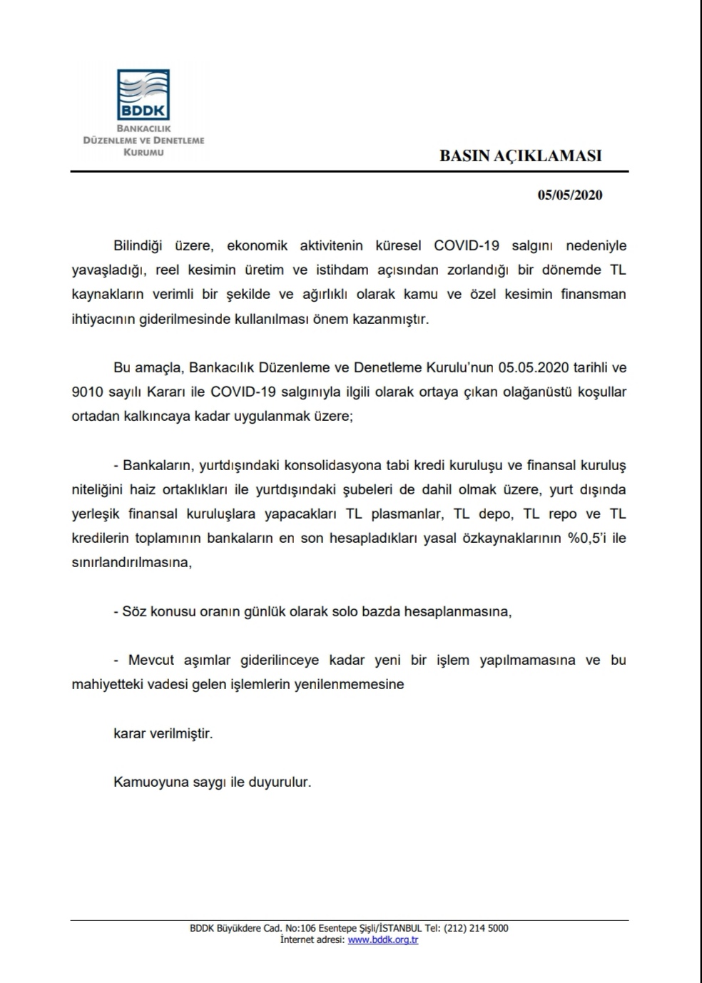 BANKALARIN YURTDIŞI BANKALARLA TL İŞLEMLERİNE SINIRLANDIRMA GELDİ