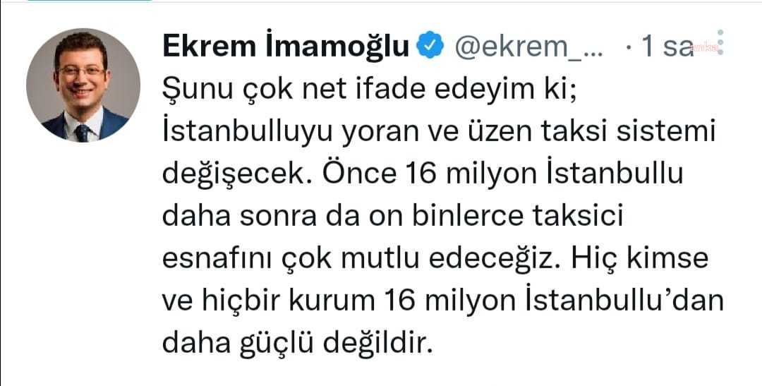 İMAMOĞLU: TAKSİ SİSTEMİ DEĞİŞECEK