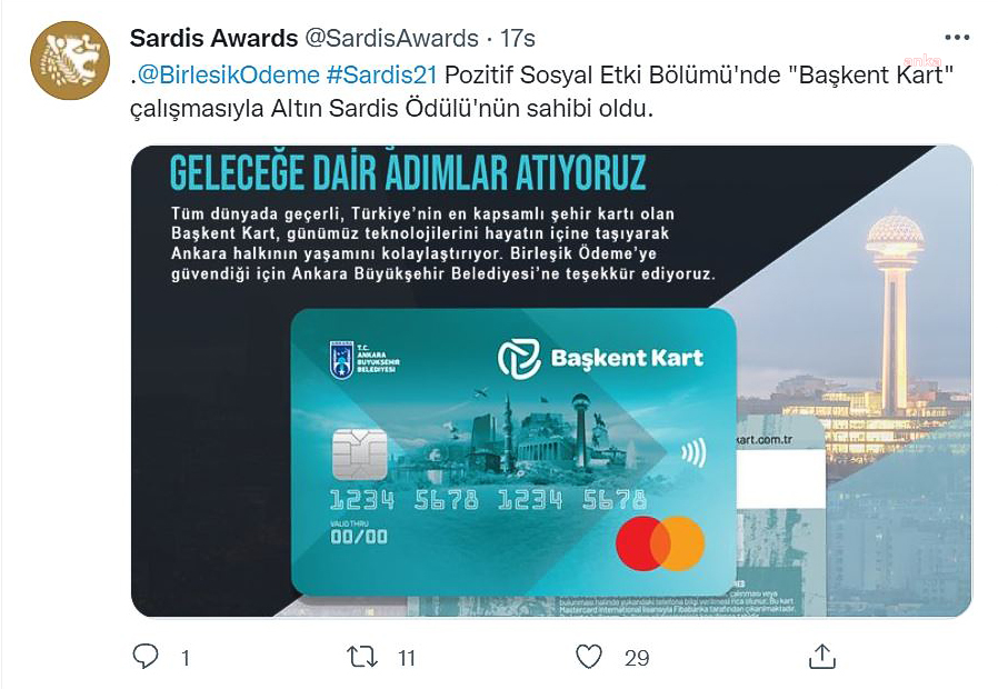 BAŞKENT KART’A 3 ALTIN ÖDÜL