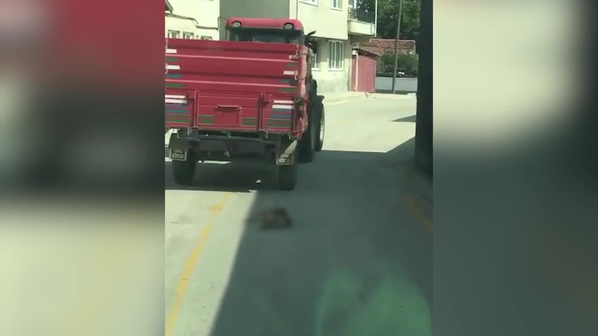 KÖPEĞİ TRAKTÖRÜN ARKASINDA SÜRÜKLEDİ