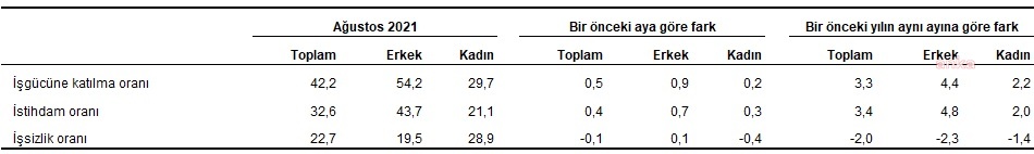 TÜİK: İŞSİZ SAYISI AĞUSTOSTA 11 BİN KİŞİ ARTTI
