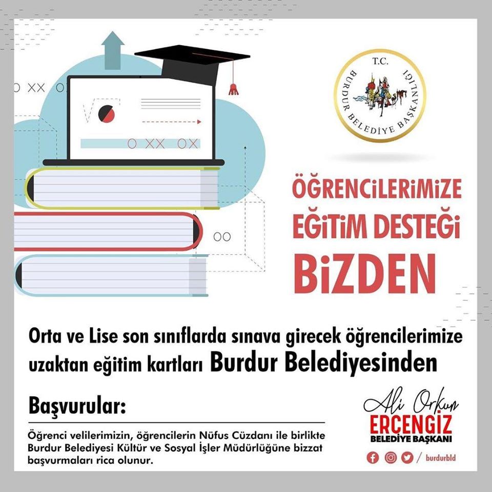 BURDUR BELEDİYESİ'NDEN UZAKTAN EĞİTİM KARTLARI