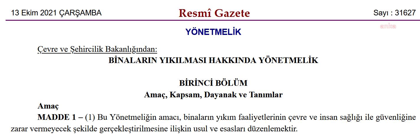 BİNA YIKIM YÖNETMELİĞİ YÜRÜRLÜĞE GİRDİ: TEHLİKELİ KİMYASALLAR UZAKLAŞTIRILMADAN YIKIM BAŞLAMAYACAK