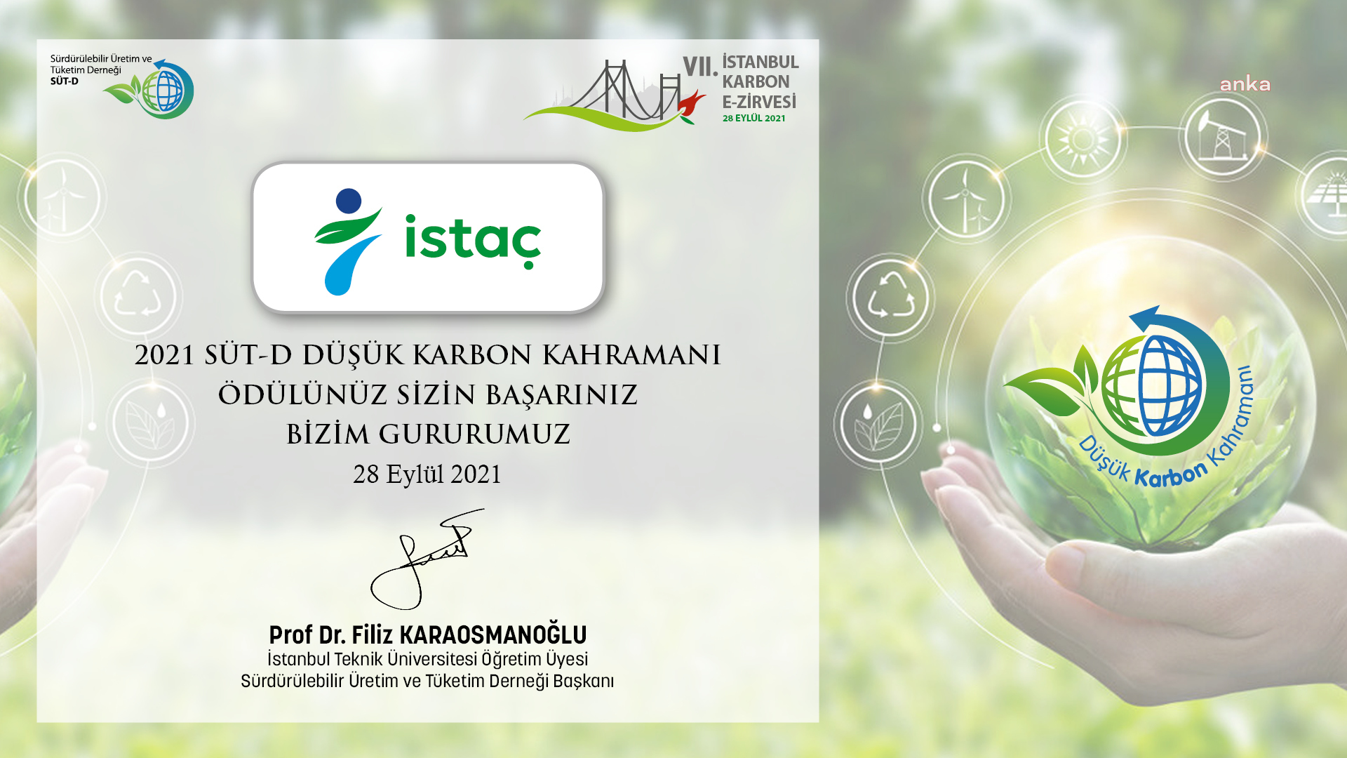 7. İSTANBUL KARBON E-ZİRVESİNDE SERA GAZI SALIM MİKTARLARI SIFIRLANDI