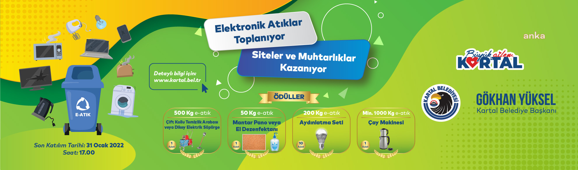 KARTAL’DA ELEKTRONİK ATIKLAR TOPLANIYOR, SİTELER VE MUHTARLIKLAR KAZANIYOR