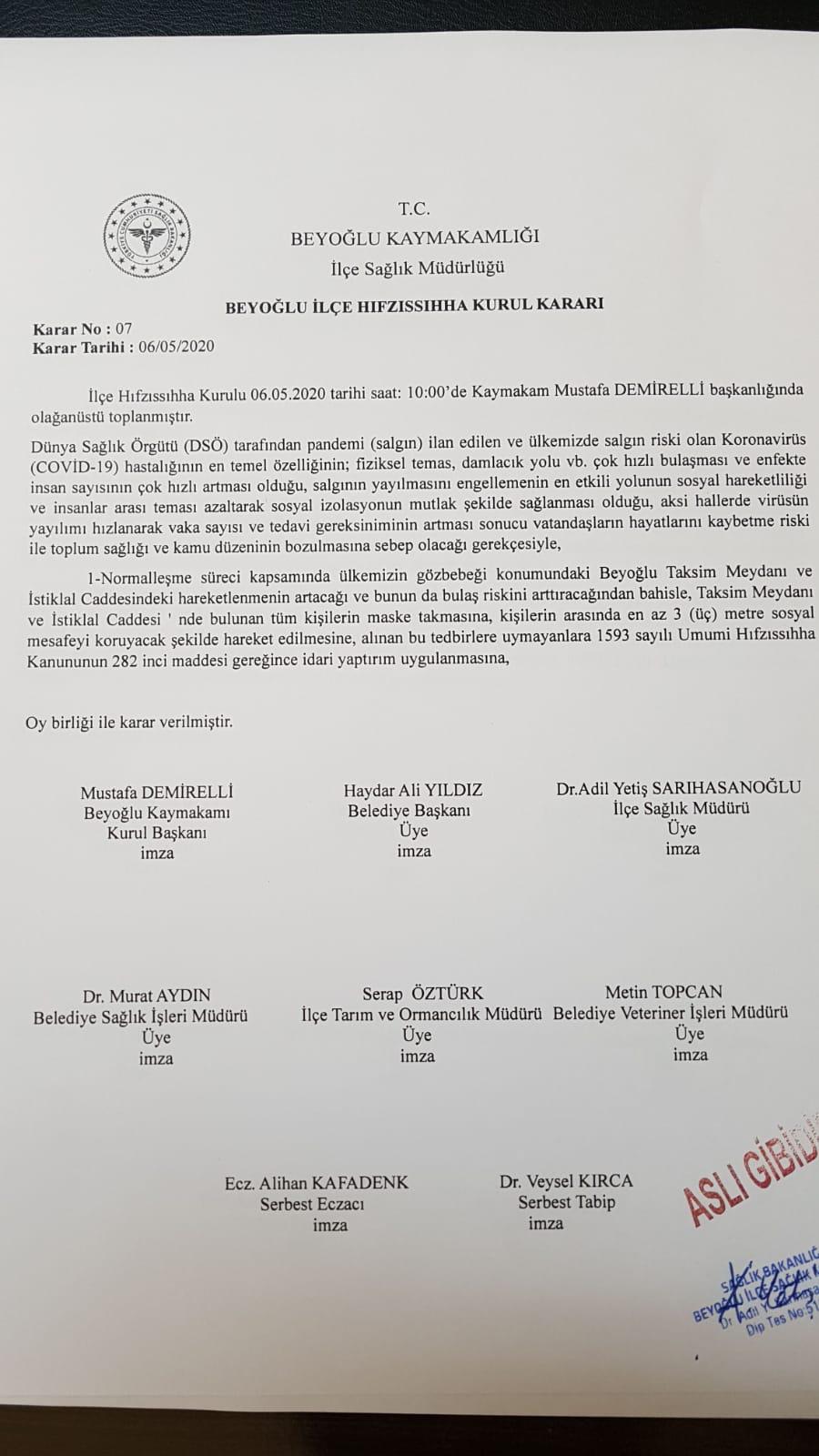 TAKSİM MEYDANI  VE İSTİKLAL CADDESİ'NDE MASKE ZORUNLULUĞU