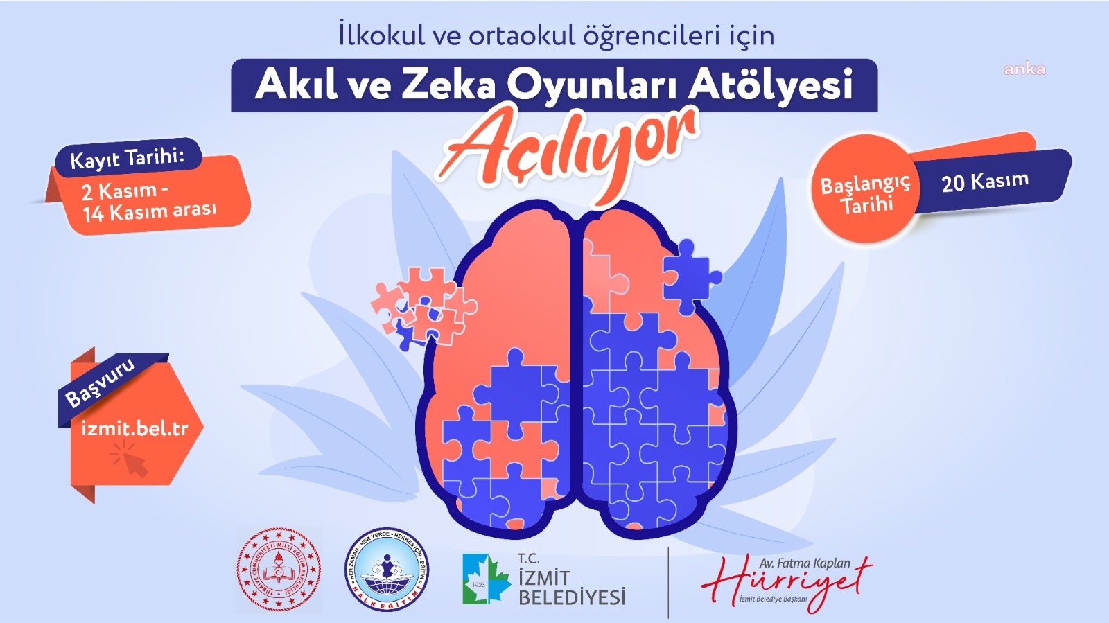 İZMİT BELEDİYESİ AKIL VE ZEKA OYUNLARI ATÖLYESİNDE İKİNCİ DÖNEM KAYITLARI BAŞLADI