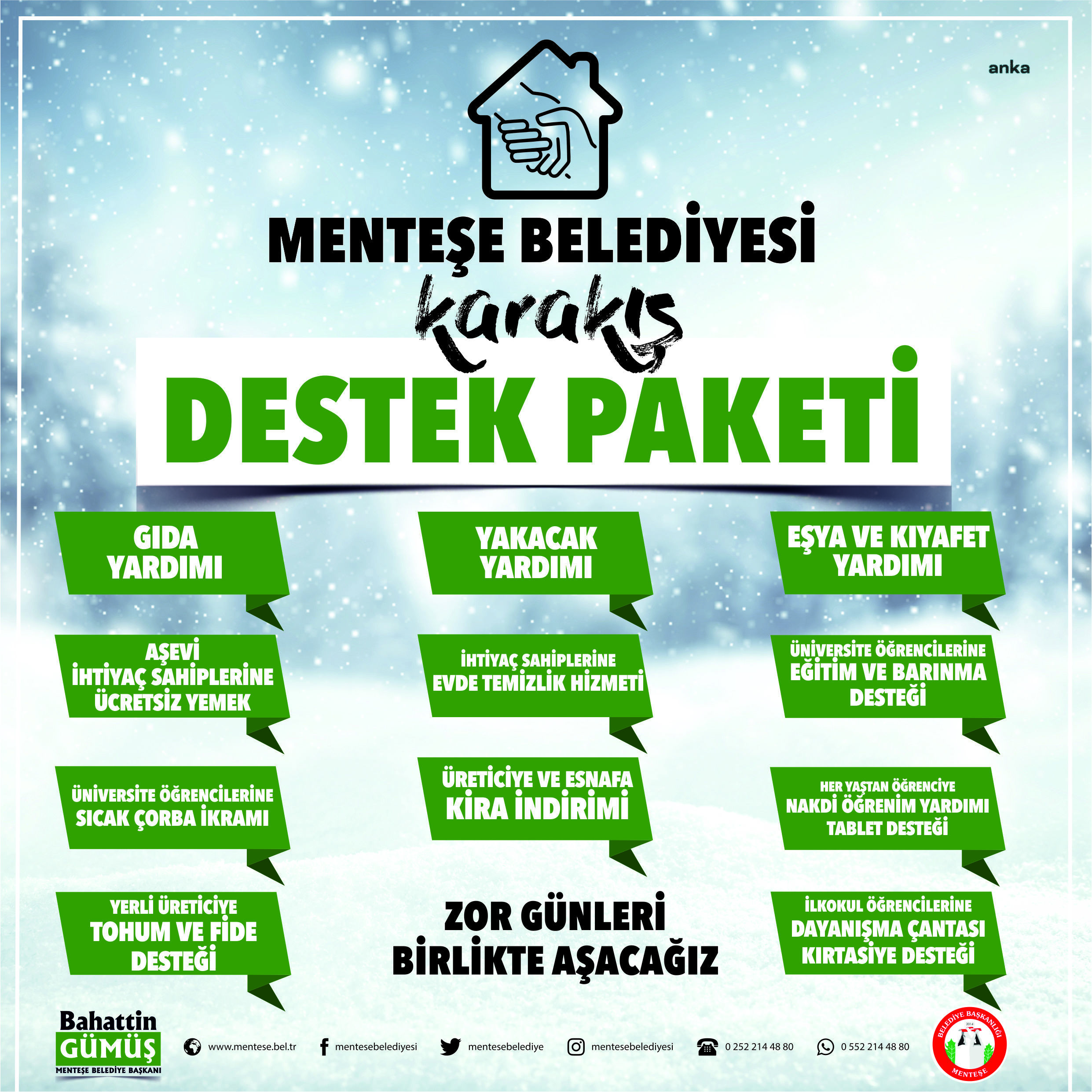 MENTEŞE BELEDİYESİ’NDEN “KARAKIŞ DESTEK PAKETİ”