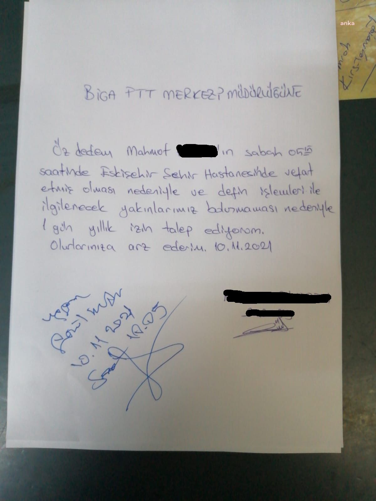 PTT, ÇALIŞANINA CENAZE İZNİ VERMEDİ
