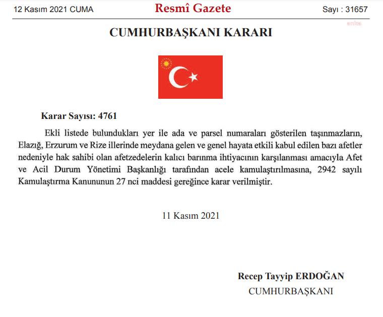 3 İLDE ACELE KAMULAŞTIRMA KARARI