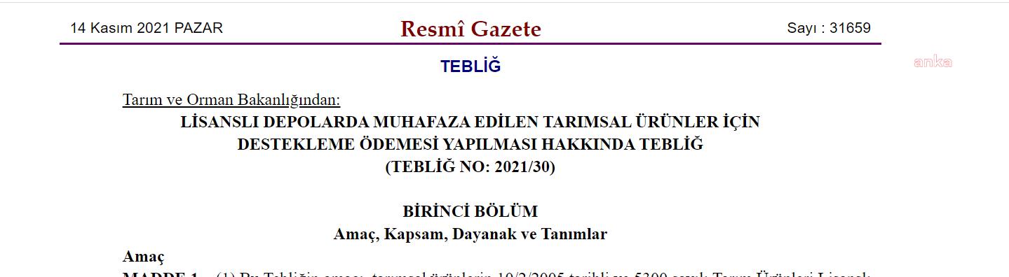 ÜRETİCİLERE VERİLECEK DEPOLAMA DESTEKLERİ BELLİ OLDU