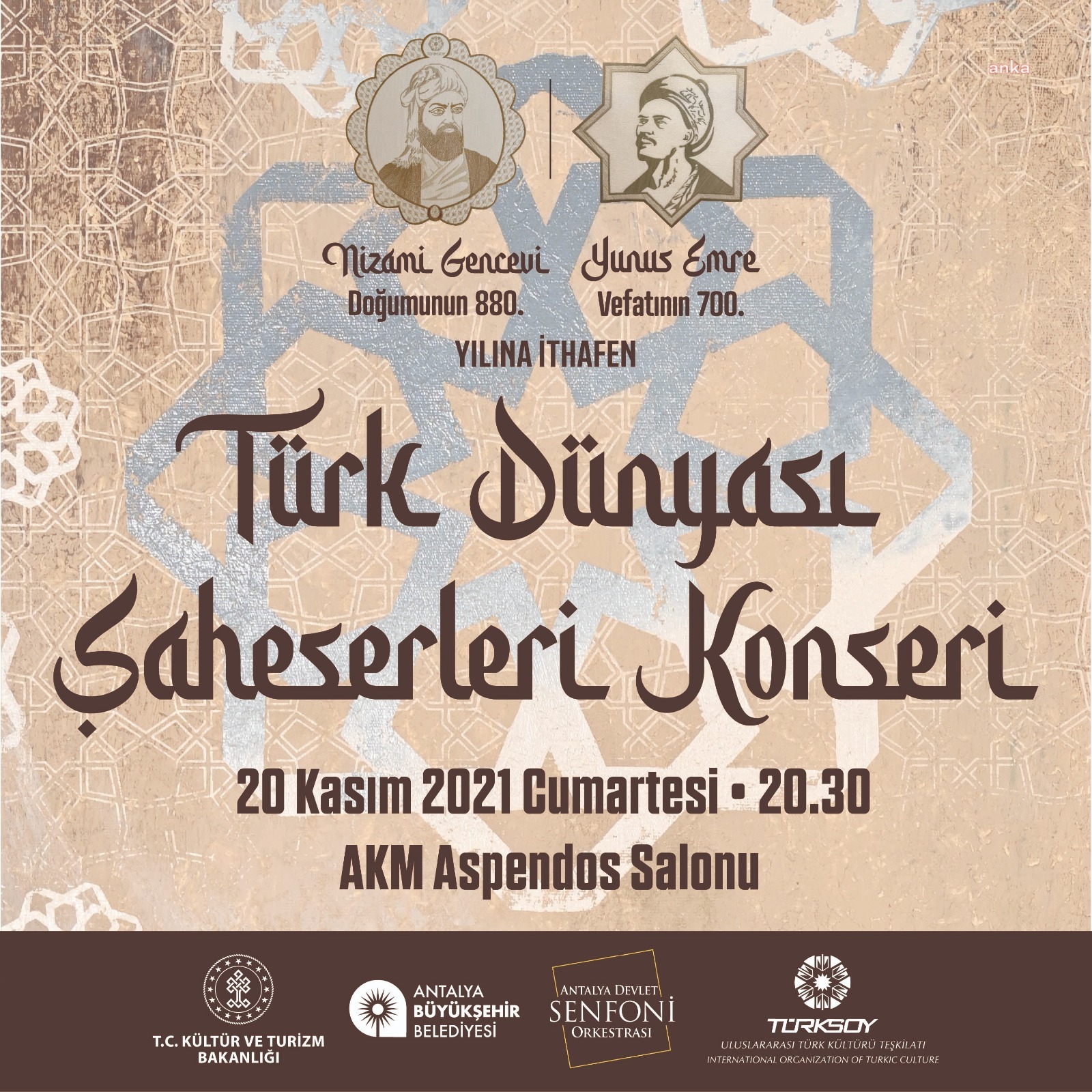 TÜRK DÜNYASI ŞAHESERLERİ KONSERLERİ ANTALYA'DA YAPILACAK