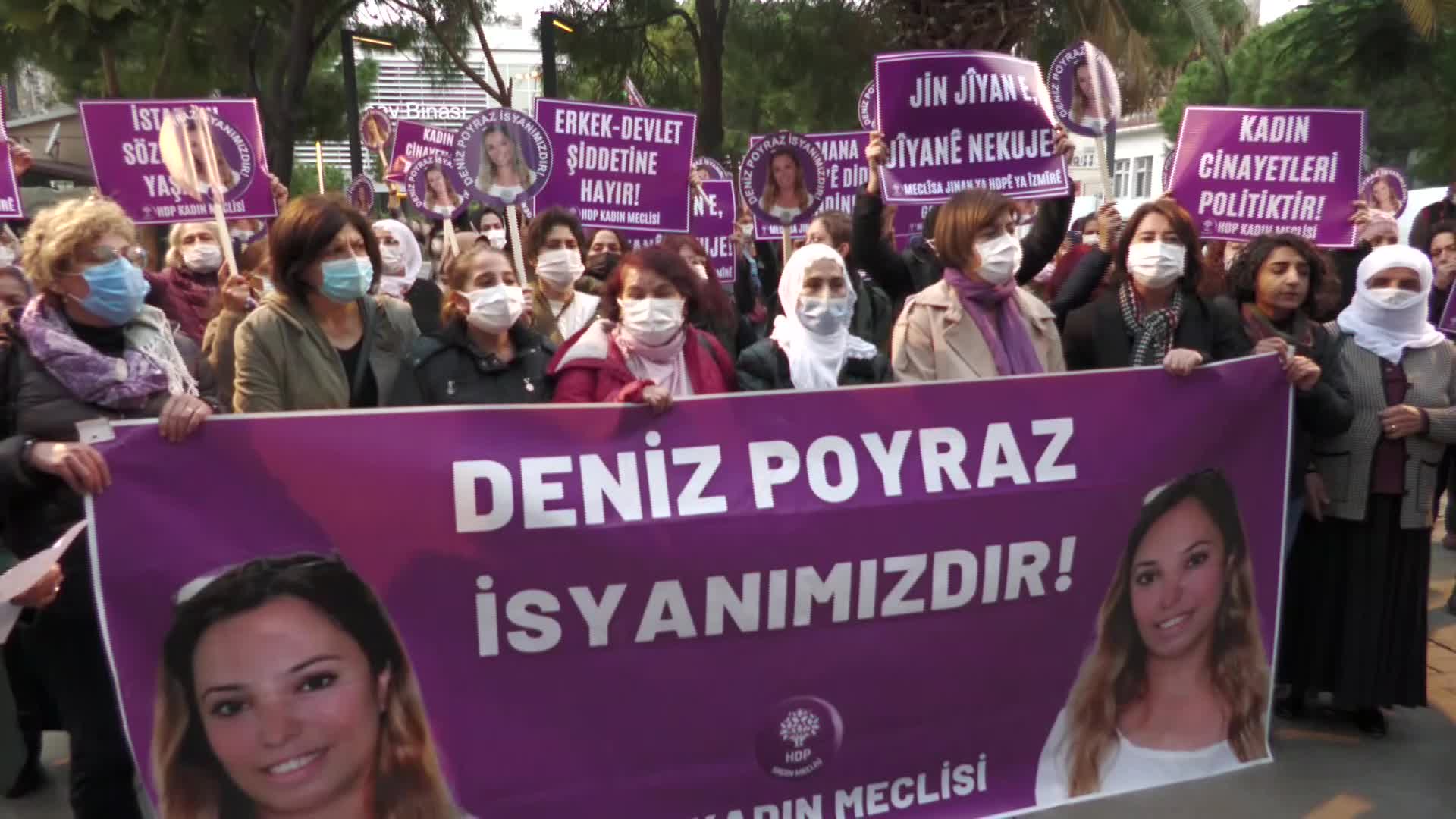 İZMİR'DE HDP'Lİ KADINLARDAN DENİZ POYRAZ ANISINA “25 KASIM” EYLEMİ