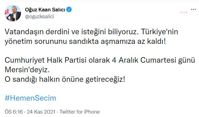 OĞUZ KAAN SALICI AÇIKLADI: CHP MERSİN MİTİNGİ 4 ARALIK'TA