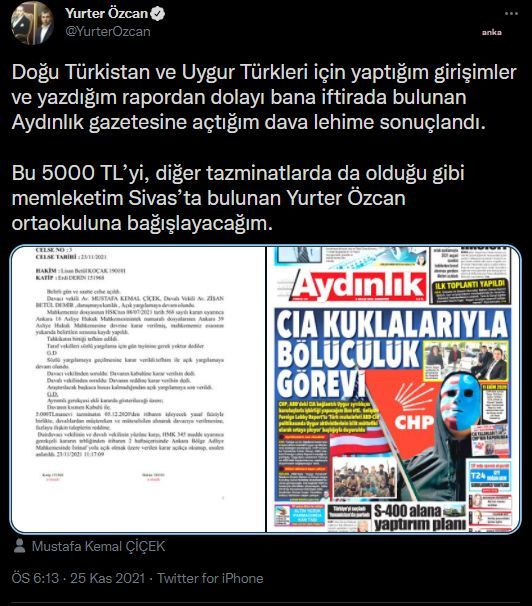 CHP ABD TEMSİLCİSİ ÖZCAN, KAZANDIĞI TAZMİNATLARLA ÖĞRENCİLERE BURS VERECEK